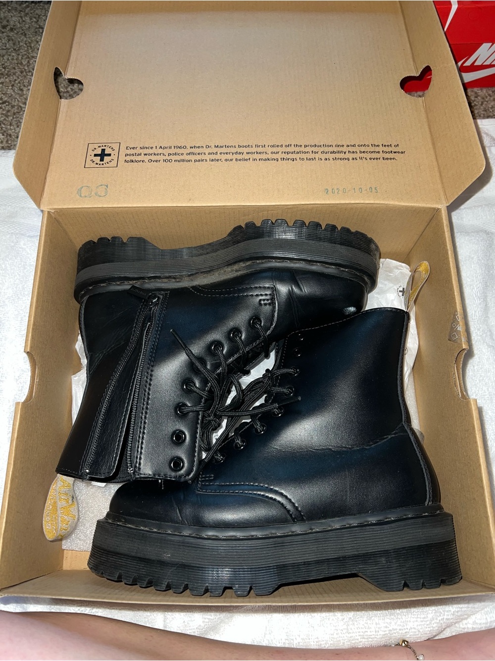 Dr. Martens Black Leather Lace-Up Platform Boots